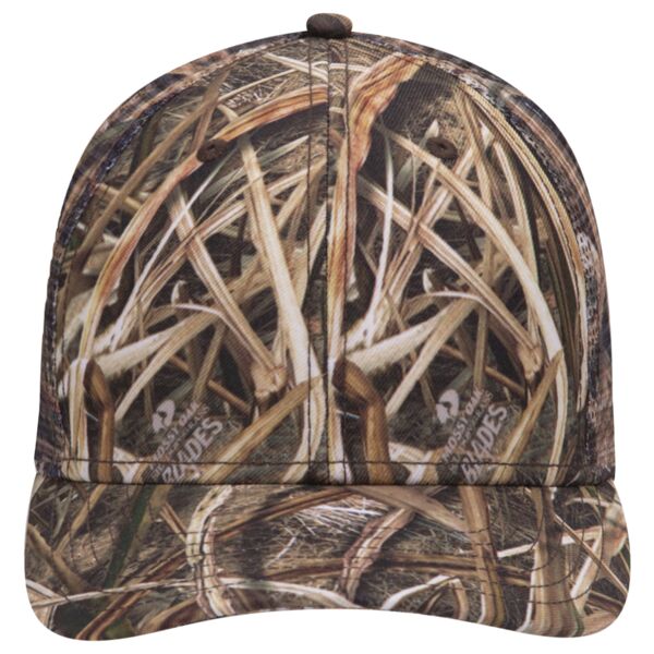 OTTO CAP Mossy Oak Camouflage Superior Polyester Twill 6 Panel Low Profile Mesh Back Trucker Hat Thumbnail